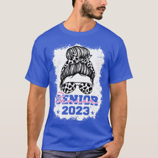 Class of 2023 Girls Womens Messy Bun Senior 23 Gra T-Shirt