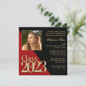 Class of 2023 Gold Grad Red with Photo Invitation (Standing Front)