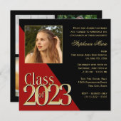 Class of 2023 Gold Grad Red with Photo Invitation (Front/Back)
