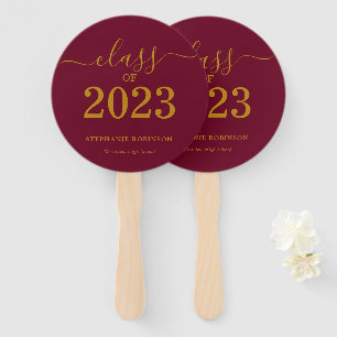 Class of 2023 Gold Maroon Graduation Hand Fan