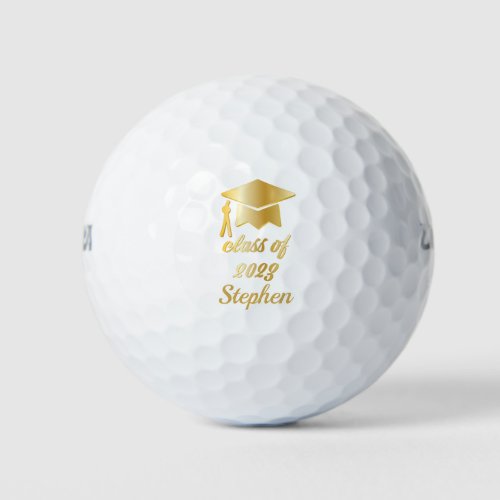 Class of 2023 Gold Monogram  Name Golf Balls