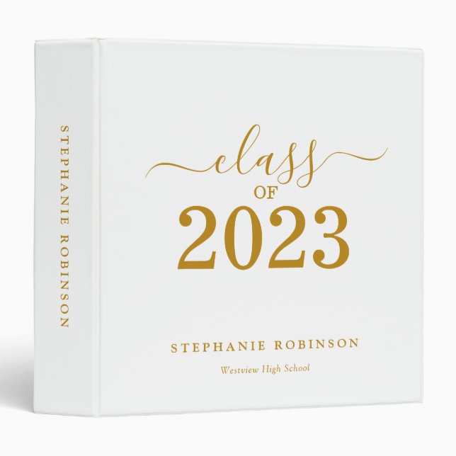Class of 2023 Gold Script Graduation 3 Ring Binder (Front/Spine)