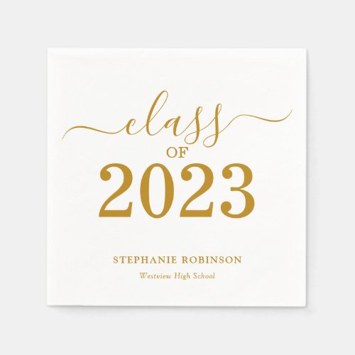 Class of 2023 Gold Script Graduation  Napkins