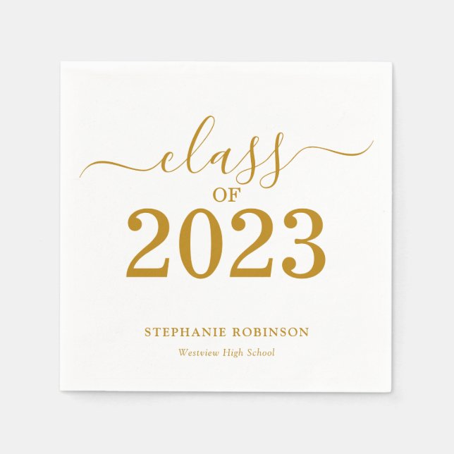 Class of 2023 Gold Script Graduation  Napkins (Front)