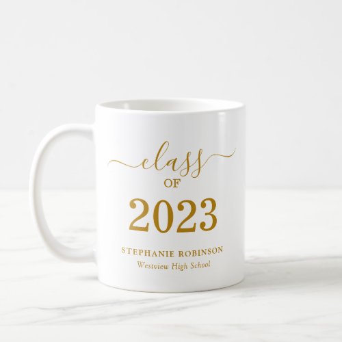 Class of 2023 Gold Script Modern Graduation  Coffee Mug