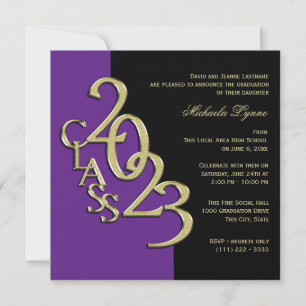 Class of 2023 Grad Purple and Gold Invitation