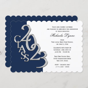 Class of 2023 Grad Silver and Blue Invitation