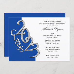 Class of 2023 Grad Silver and Blue Invitation