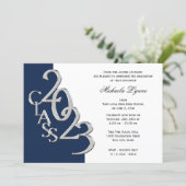 Class of 2023 Grad Silver and Navy Blue Invitation (Standing Front)