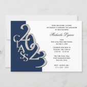 Class of 2023 Grad Silver and Navy Blue Invitation (Front)
