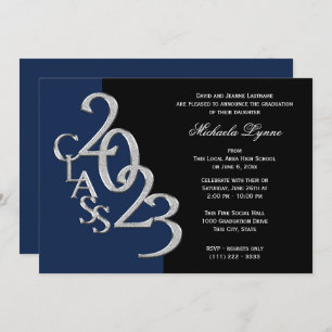 Class of 2023 Grad Silver with Color Option  Invitation