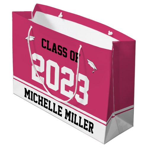 Class of 2023 Grads Name Magenta White Graduation Large Gift Bag