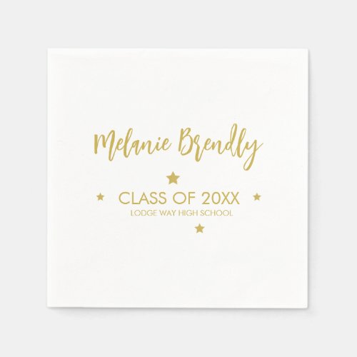 Class Of 2023  Graduation Gold Party Stars Napkins