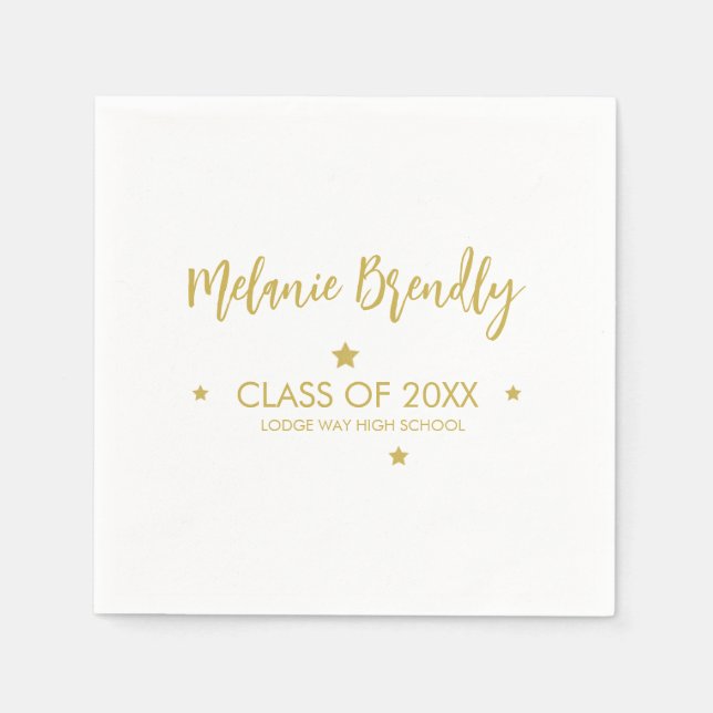 Class Of 2023 | Graduation Gold Party Stars Napkins (Front)