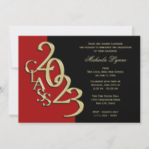 Class of 2023 Graduation Red and Gold  Invitation