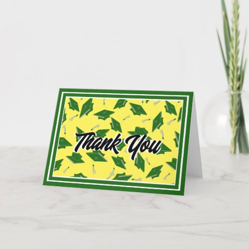Class of 2023 Green and Yellow Graduation Party Thank You Card