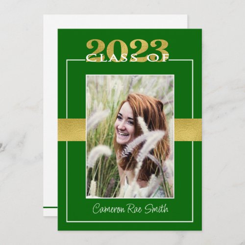 Class of 2023 Green  Gold Graduation Party Invitation