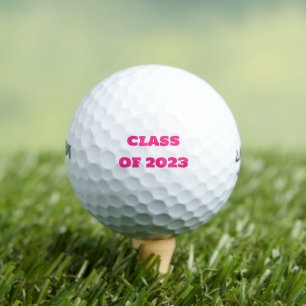 Class of 2023 Hot Pink Text Graduation College Golf Balls