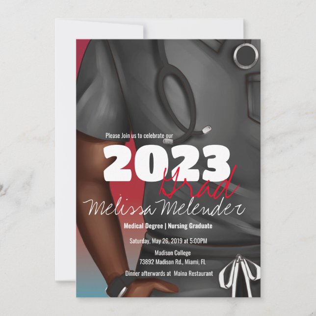 Class of 2023 Medical Scrubs Male Nurse Graduate Invitation (Front)