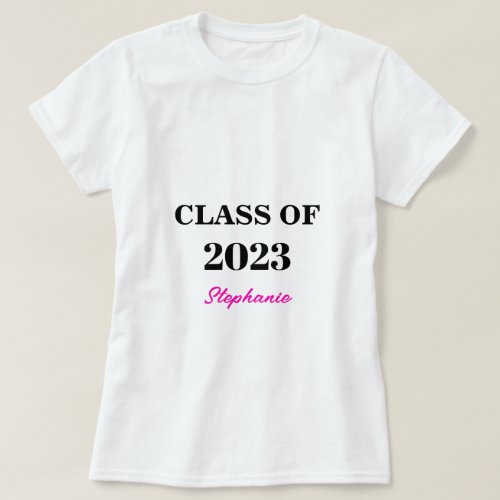 Class Of 2023 Modern Pink Monogram Cute Graduation T_Shirt