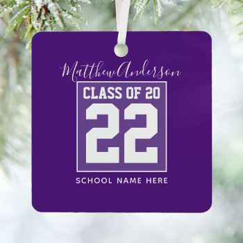 Class Of 2023 Modern Royal Purple Graduation Metal Ornament by littleteapotdesigns at Zazzle