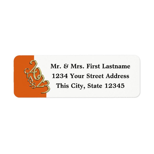 Class of 2023 Orange and Gold Graduation Label (Front)