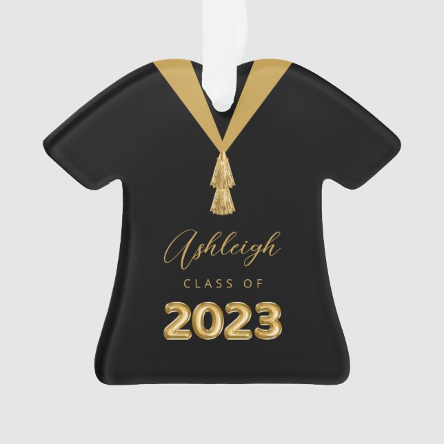 Class of 2023 Personalized Black Graduation Gown Ornament (Front)