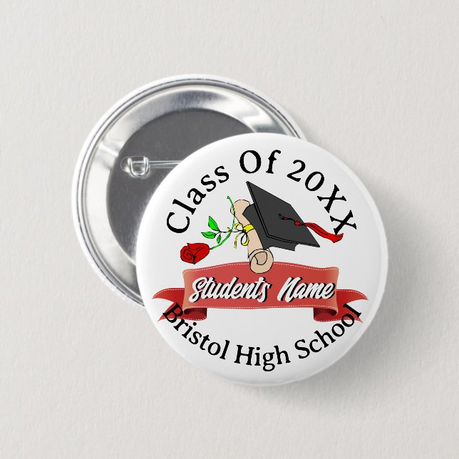 Class of 2023 Personalized Graduation Cap Diploma  Button (Front & Back)