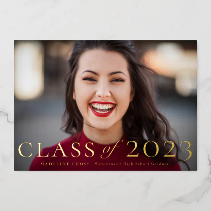 Class Of 2023 Photo Graduation Gold Foil Invitation Zazzle 6551