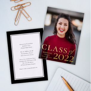 Class of 2023 Photo Graduation Gold Foil Invitation