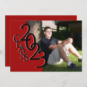 Class of 2023 Photo Graduation Red and Black Invitation (Front/Back)