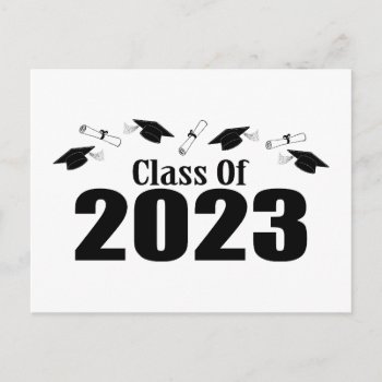 Class Of 2023 Postcard Invite (black Caps) by WindyCityStationery at Zazzle