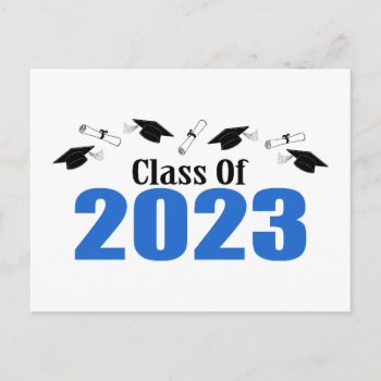 Class Of 2023 Postcard Invite (blue Caps) by WindyCityStationery at Zazzle