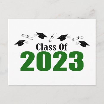 Class Of 2023 Postcard Invite (green Caps) by WindyCityStationery at Zazzle