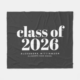 Class of 2023 Retro Typography Black Personalized  Fleece Blanket