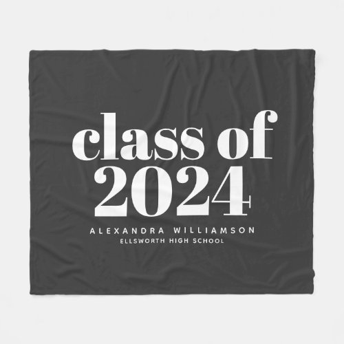 Class of 2023 Retro Typography Black Personalized  Fleece Blanket