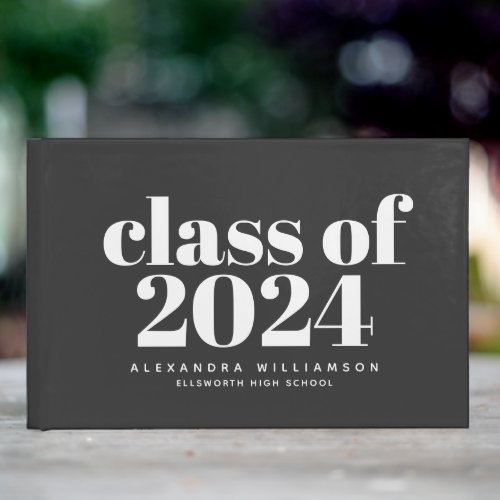 Class of 2023 Retro Typography Black Personalized  Guest Book