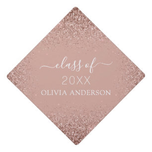 Class of 2023 Rose Gold Pink Glitter Graduate Graduation Cap Topper