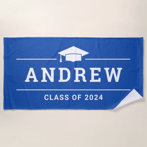 Class of 2023 Royal Blue Custom Graduate Name Beach Towel