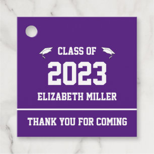 Class of 2023 Royal Purple Thank You Graduation Favor Tags