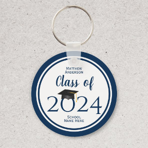 Class of 2023 Simple Elegant Navy Blue Graduation Keychain