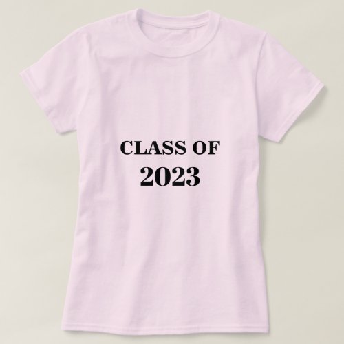 Class Of 2023 Simple Minimal Graduation Light Pink T_Shirt