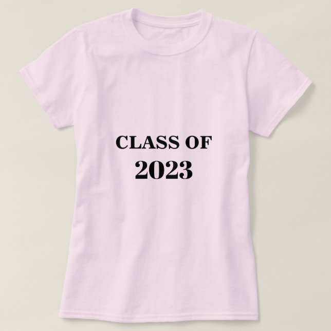 Class Of 2023 Simple Minimal Graduation Light Pink T-Shirt (Design Front)