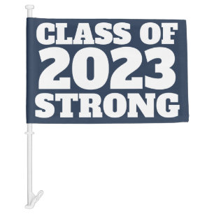 Class of 2023 strong navy graduate car flag