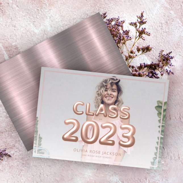 Class of 2023 Trendy Rose Gold Photo Graduation Announcement (Creator Uploaded)