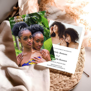 Class of 2023  white  script Double graduation  Announcement