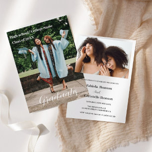 Class of 2023  white  script Double graduation  Announcement