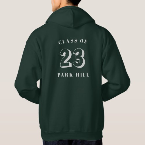 Class of 2023 White Theme D3 Men Green Hoodie