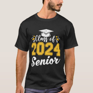 Class Of 2024 24 Senior Graduate Funny Graduation  T-Shirt