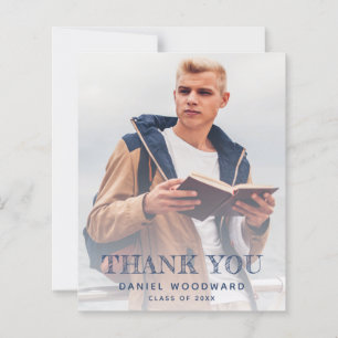 Class of 2024 2-Photo Graduation Blue Thank You